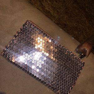 Cute Rose Gold sequin pouch